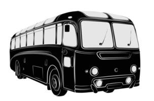 Sketch of the passenger retro bus. vector