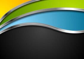 Colorful abstract background with metallic waves vector