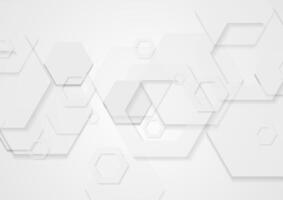 Abstract white minimal tech hexagons background vector
