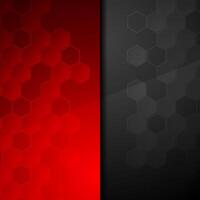 Contrast red black geometric hexagons background vector