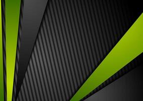 Tech black background with contrast green stripes vector