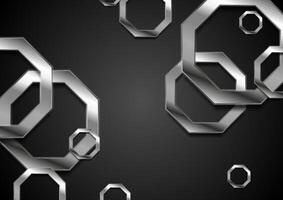 Abstract tech background with metallic octagons vector