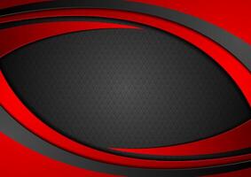 Red and black abstract wavy background vector