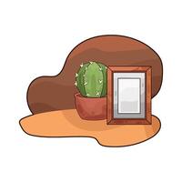 photo frame with cactus vector