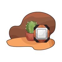 Illustration of photo frame with cactus vector