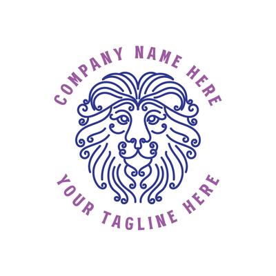 Vintage Retro Leo Lion Head Face with Line Style Badge Emblem Label Logo Design
