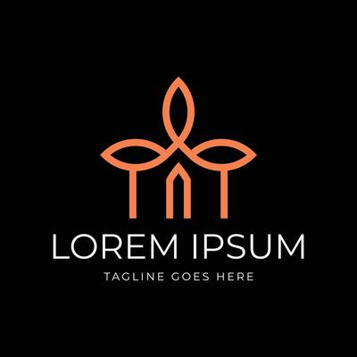 Simple Minimalist Home Tree Leaf for Nature Herbal Product Icon Symbol Monogram Line Logo Design