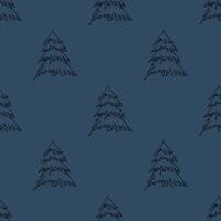 Seamless pattern with geometric minimal scandinavian Christmas tree doodle for decorative print, wrapping paper, greeting cards and fabric vector