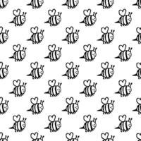 Seamless pattern with happy bees doodle for decorative print, wrapping paper, greeting cards, wallpaper and fabric vector