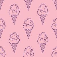Seamless pattern with ice cream doodle for decorative print, wrapping paper, greeting cards, wallpaper and fabric vector
