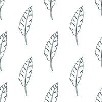 Seamless pattern with tropical leaves doodle for decorative print, wrapping paper, greeting cards, wallpaper and fabric vector