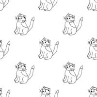 Seamless pattern with cat doodle for decorative print, wrapping paper, greeting cards, wallpaper and fabric vector