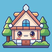a cute house with trees and a tree in the background vector