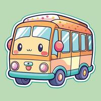a cartoon bus with a smiley face on it vector