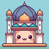 cartoon mosque with a smiling face vector