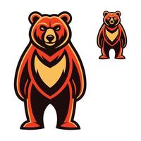 a bear with a red and orange color scheme vector