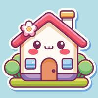 a cute house with a flower on the roof vector