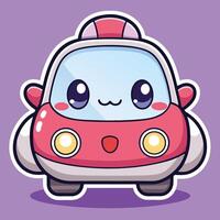 a cute car with a smiley face on it vector