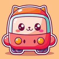 a cartoon cat in a car with a red and orange color vector