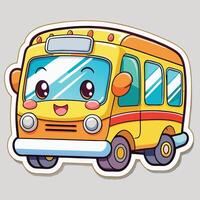 cartoon school bus sticker, illustration vector