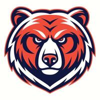 the grizzly bear mascot head is shown on a white background vector