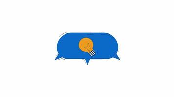 Light bulb enclosed within speech bubble 2D object doodle animation. Creativity, innovation, bright ideas cartoon 4K drawing. Lightbulb animated flat element isolated on white background video