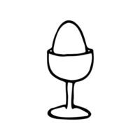 egg in egg cup - hand drawn line sketch vector