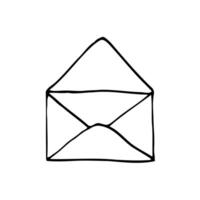 envelope open from the back - hand drawn line sketch vector