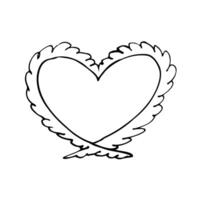 heart shape with wavy doodle frame - a linear drawing vector