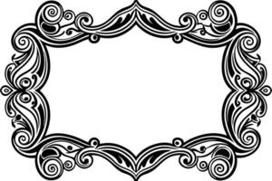 a black and white ornamental frame with swirls vector