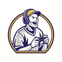 a man wearing a headset and holding a controller vector