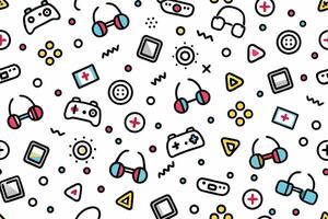 a colorful pattern with various game items vector