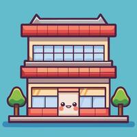 a cartoon building with a face on it vector