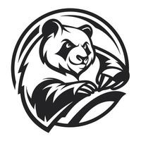 a panda bear is sitting in a circle with a black and white logo vector