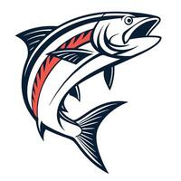 a salmon fish with a red and white stripe on its back vector