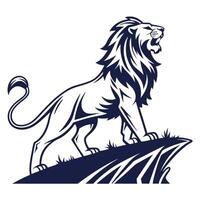 lion standing on top of a hill illustration vector
