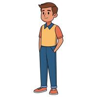 cartoon boy standing with hands in pockets vector