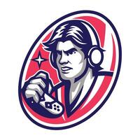 a man holding a controller in his hand vector