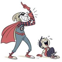 a cartoon character is pointing at another person vector