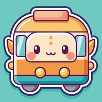 a cartoon bus with a smiley face on it vector