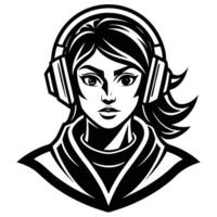 a girl with headphones on her head vector