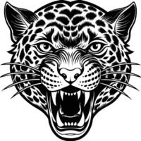 a jaguar head with its mouth open and its teeth showing vector