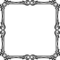 a black and white square frame with a scroll pattern vector