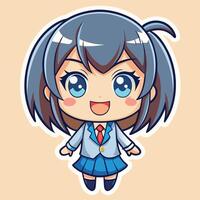 a cartoon girl in a school uniform vector