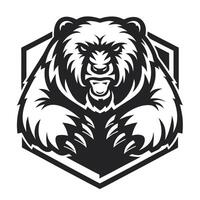a bear logo with a black and white background vector