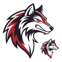 a wolf head with red and black stripes vector