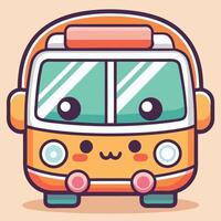 a cartoon bus with eyes and a smile vector