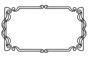 a black and white drawing of a frame with a scroll vector