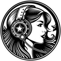 a girl with headphones in her ear vector