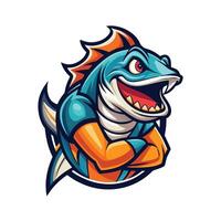 a cartoon fish mascot with a big mouth vector